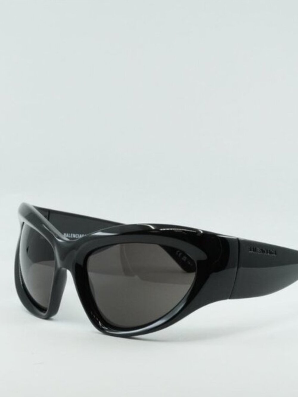 Balenciaga BB0228S 001 Sunglasses Black Geometric Frame, Grey Lenses